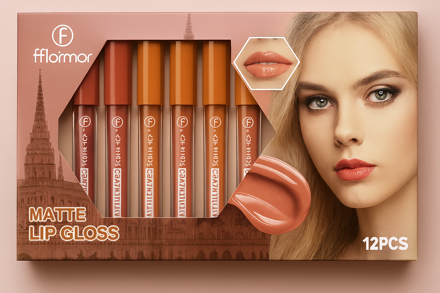 Nude Lip Gloss Set (12 Pcs) – Creamy & Long Wear
