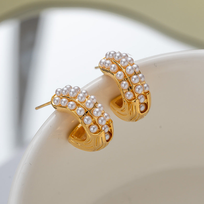Pearl Bali – Korean Style Golden Earrings ✨