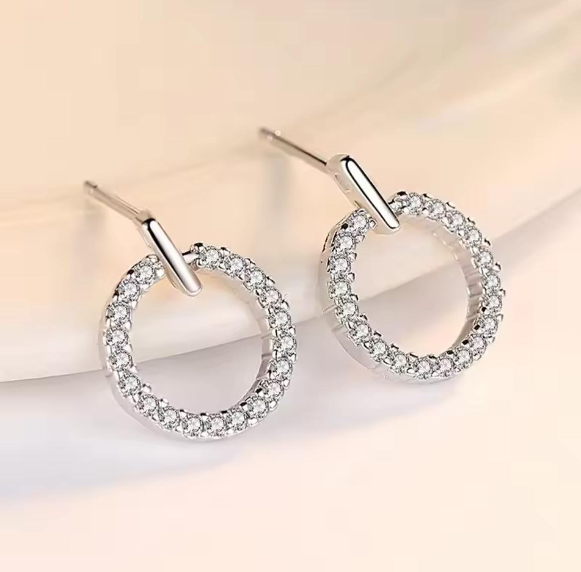 Circle Zircon Earrings – Gold & Silver