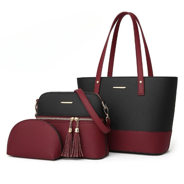 3 Piece Ladies Handbag Set – Tote, Shoulder Bag & Pouch