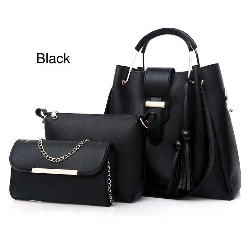3-Piece Women’s Faux Leather Handbag Set